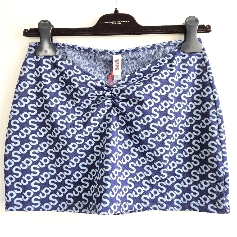 New Solid & Striped The Lana Logo Jacquard Varsity Blue Mini Skirt NWT Medium